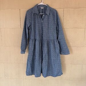 J.Crew Printed Mini Shirt Dress 'Blue Chambray' Long Sleeve